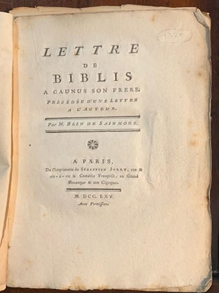 Item #007883 Lettre de Biblis a caunus son frere. Adrien-Michel-Hyacinthe Blin de Sainmore