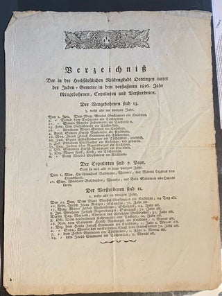 Item #007955 Early 19th century German Judaica broadside