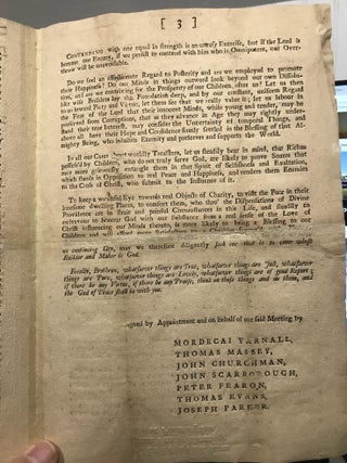 From our Yearly Meeting held at Philadelphia, for Pennsylvania and New-Jersey, from the 22d Day of the Ninth Month, to the 28th of the same (inclusive) 1759. To the Quarterly and Monthly Meetings of Friends belonging to the said Yearly Meeting
