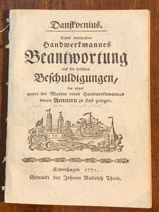 Item #10197 Danskvenius: Eines warhaften Handwerkmannes Beantwortung auf die falschen...