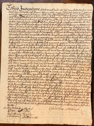 Item #10309 Indenture signed by Christopher Sibthorp and Samuel Himoy. 1703 Philadelphia Indenture