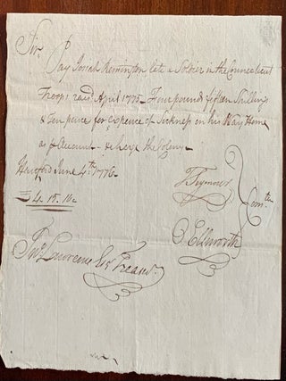 Item #10325 Revolutionary War payment certificate April 1775 (signed by Thomas Seymour & Oliver...