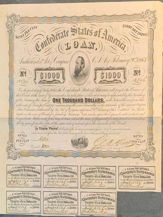 Item #10344 Confederate States of America Loan $1000. Stonewall Jackson