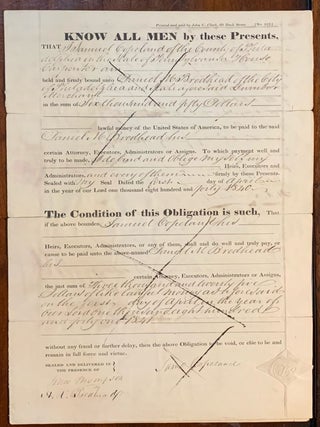 Bond payment for lumber, Philadelphia 1841