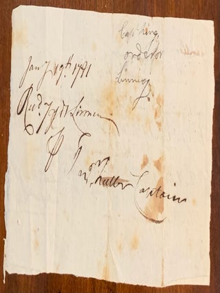 Handwritten instruction to deliver donated shirts. October 6th, 1780
