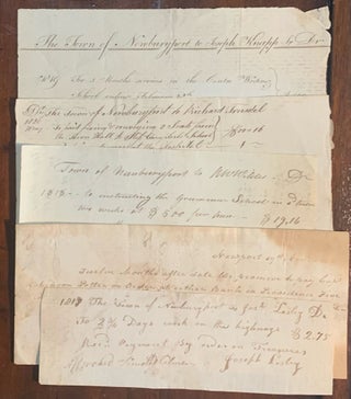 Item #10370 A collection of 15 Issuance of Payments by the Town of Newburyport, MA 1817-1820....