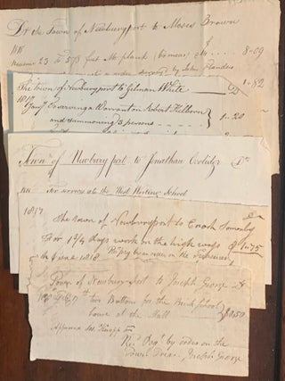 A collection of 15 Issuance of Payments by the Town of Newburyport, MA 1817-1820