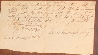 Item #10373 1780 Enlistment in the State Militia. Levi Humphrey