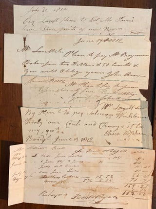 Seven payment instruction slips & two merchandise purchase and related receipts dated 1812