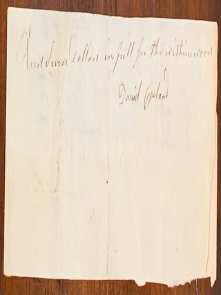 Paper slip confirming delivery of two cords of wood December 15, 1817
