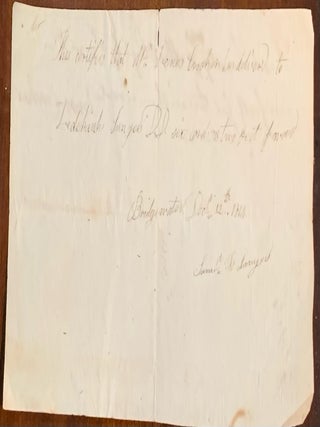 Item #10389 Paperslip confirming delivery of six cords and two feet of wood December 12th, 1814....