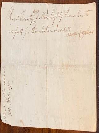 Paperslip confirming delivery of six cords and two feet of wood December 12th, 1814