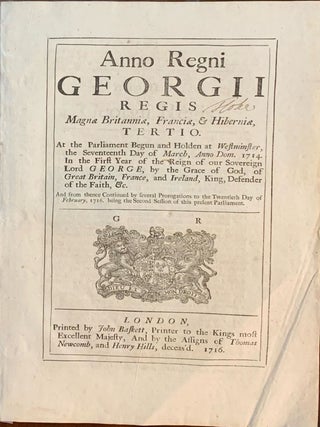 Item #10409 Anno Regni Georgii Regis Magna Britanniae, Franciae, & Hiberniae, Tertio