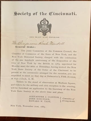 Item #10513 New York State Society of the Cincinnati [5 pamphlets/printed sheets