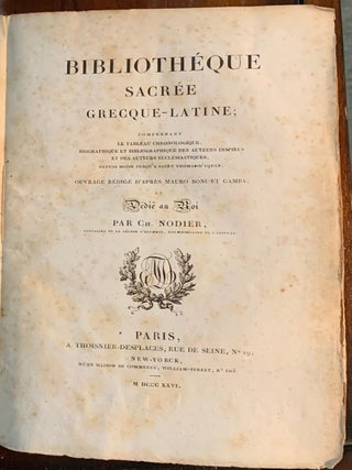 Item #1510 Bibliotheque Sacree Grecque-Latine. Charles Nodier