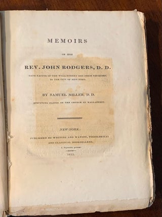 Memoirs of the Rev. John Rodgers