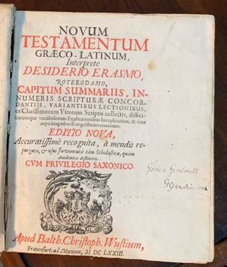 Novum Testamentum Graeco-Latinum Interprete Desidero Erasmo