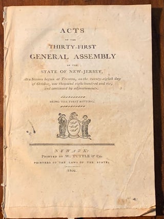 Item #2495 Acts of the Thirty-First General Assembly of the State of New-Jersey