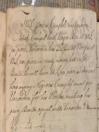 Item #2524 Early 18th century Handwritten Math problem book. WITH A. SLAVERY RELATED QUESTION ON...
